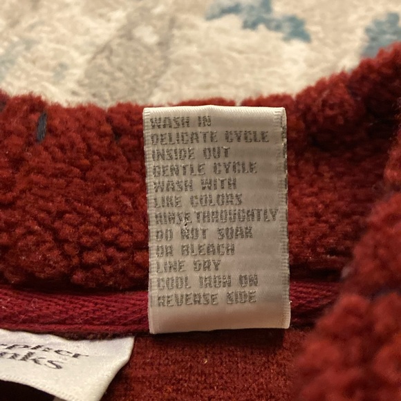 A11 Christoper & Banks Thick Sweater Oversize Fleece Red Blue Stars VTG sz Small - Picture 5 of 7